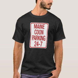 Maine Coon Katzenparkplatz Verkehrsschild Spoof T-Shirt