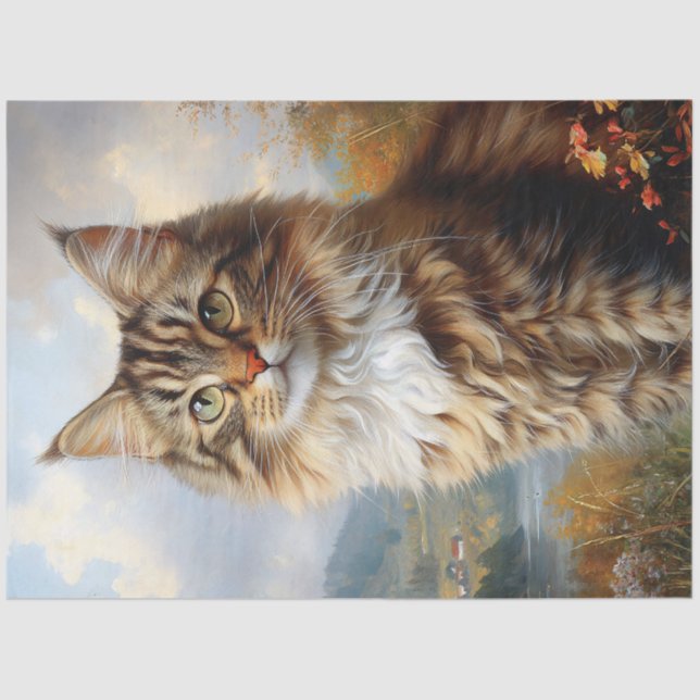 Maine Coon Kitten Portrait Decoupage Seidenpapier (Vorderseite)
