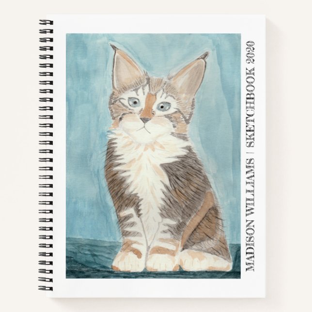 Maine Coon Kitten Your ArtWork SketchBook Notizbuch (Vorderseite)