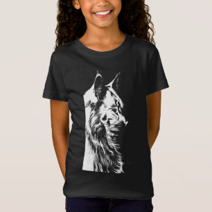 Maine Coon Mädchen schwarzes Jersey-T-Shirt Kinder T-Shirt