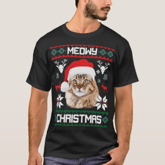Maine Coon Meowy Christmas Ugly Sweater Cat Gift L T-Shirt