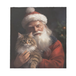 Maine Coon mit Santa Claus Festive Weihnachten  Notizblock
