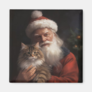Maine Coon mit Santa Claus Festives Weihnachten Magnet