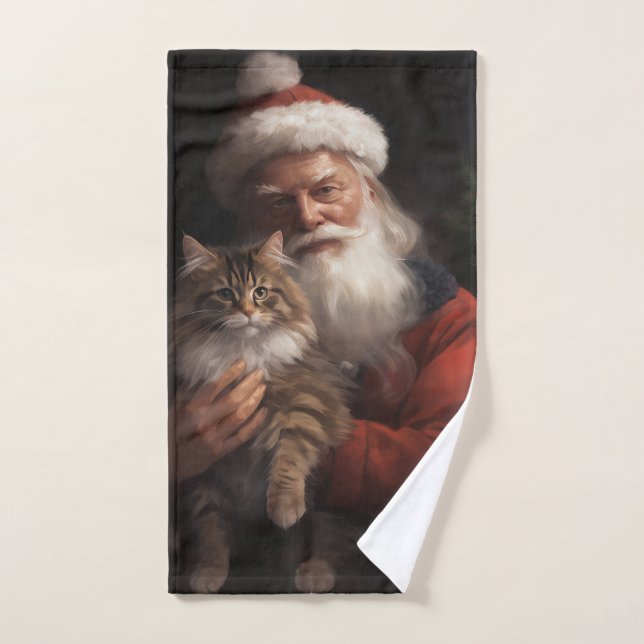 Maine Coon mit Weihnachten Badhandtuch Set (Handtuch)