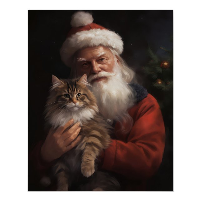 Maine Coon mit Weihnachten Poster (Vorderseite)