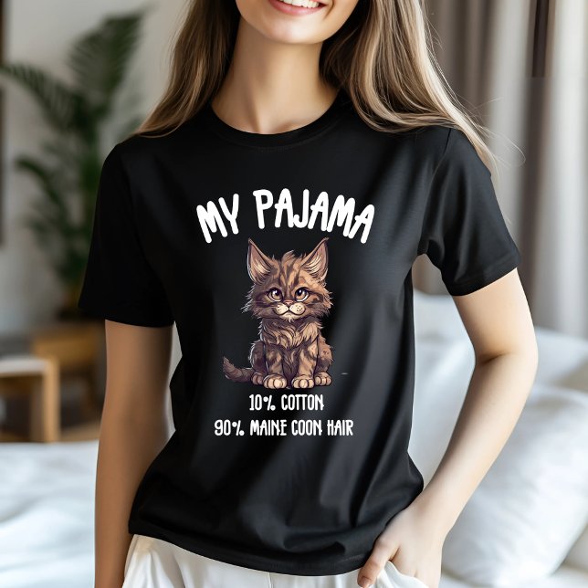 Maine Coon Pajama Spaß T-Shirt (Von Creator hochgeladen)
