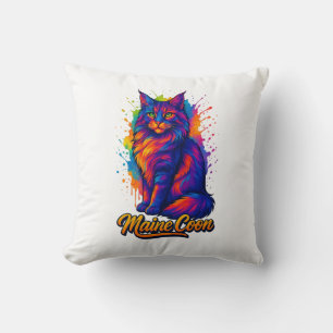 Maine Coon Pop Kunst, Dichtung und Musik Kissen