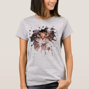 Maine Coon Portrait Splash T - Shirt