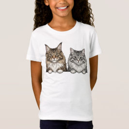 Maine Coon & Silver Tabby Cat lover T-Shirt