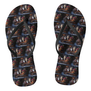 Maine Coon Snowy Sleigh Weihnachtsdekor Flip Flops