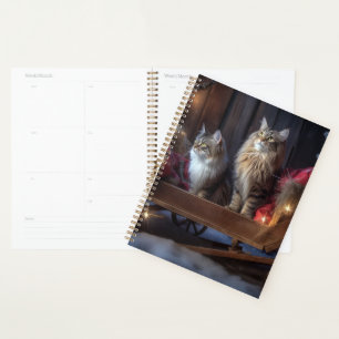 Maine Coon Snowy Sleigh Weihnachtsdekor Planer