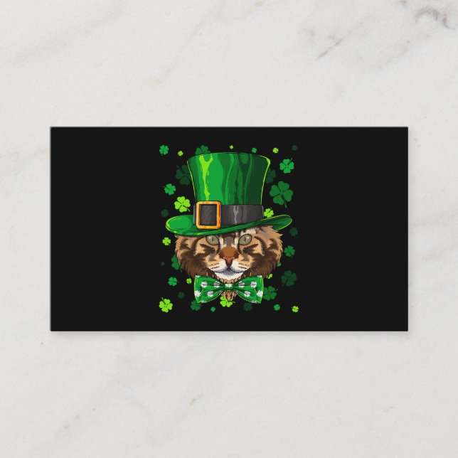 Maine Coon St Patricks Day Cat Leprechaun Hat Sham Visitenkarte (Vorderseite)