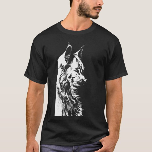 Maine Coon T-Shirt: Men's Black & White Cat T-Shirt (Vorderseite)