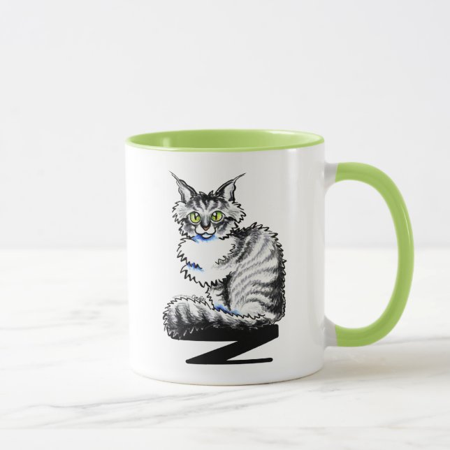 Maine Coon Tabby Cat Off Leash Art™ Tasse (Rechts)