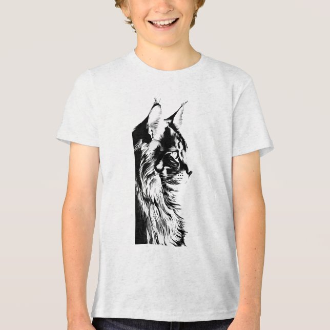 Maine Coon Teen Boys B+C Tri-blend White Tee (Vorderseite)