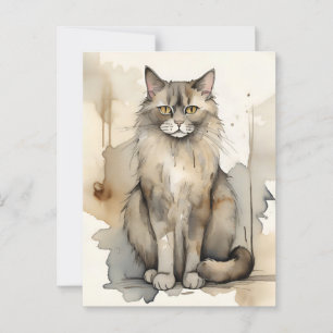 Maine Coon Watercolor Illustration Postkarte