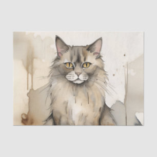Maine Coon Watercolor Illustration Seidenpapier