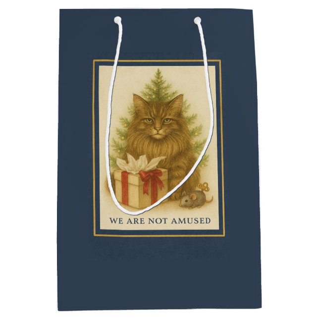 Maine Coon “We Are Not Amused” Christmas Gift Bag  Mittlere Geschenktüte (Vorderseite)