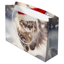 Maine Coon Weihnachtskatze im Schnee Große Geschenktüte