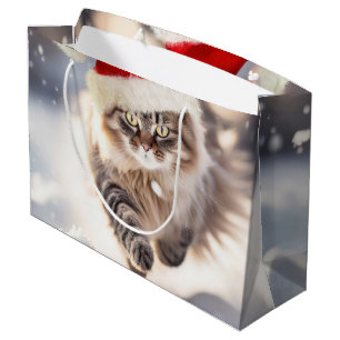 Maine Coon Weihnachtskatze im Schnee Große Geschenktüte