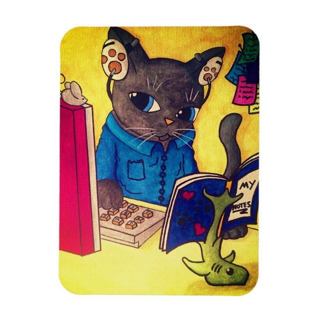 Maine Coon Writer Cat von Acrylic Cats Magnet (Vertikal)