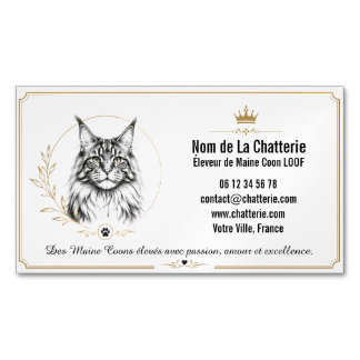 Maine Coon Zucht LOOF Personalisierte Moderne Magnetische Visitenkarte