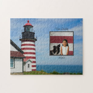 Maine Custom Foto West Quoddy Lighthouse Puzzle