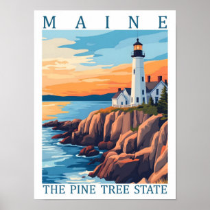 Maine der Kiefernstaat USA Reiseort Poster