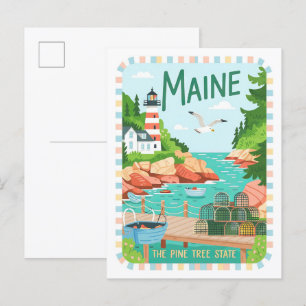 Maine der Kiefernstaat USA Sommer Reise Postkarte