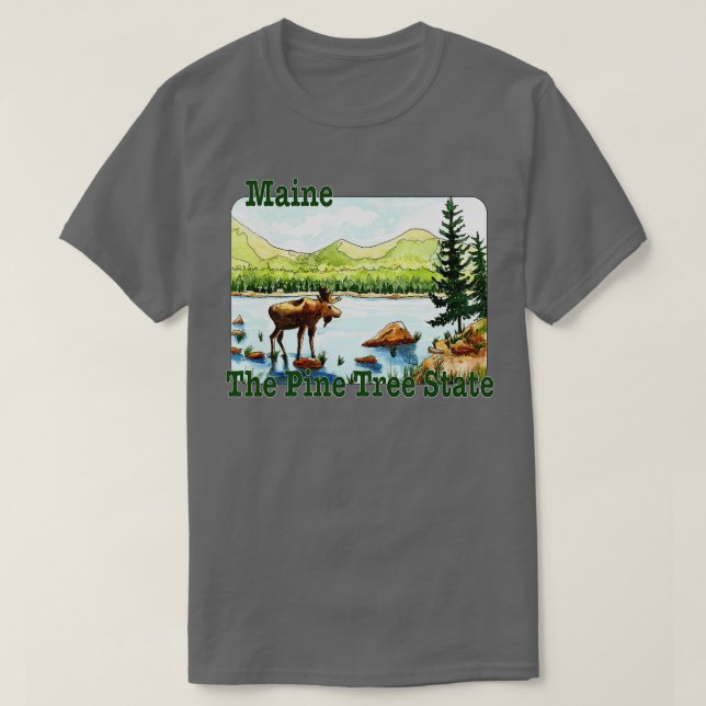 Maine des Kiefernbaum-Staat T-Shirt (Design vorne)
