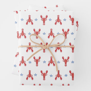 Maine Event Lobster Preppy Seaside Coastes Geschenkpapier Set