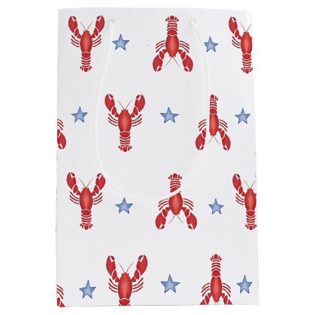 Maine Event Lobster Preppy Seaside Coastes Mittlere Geschenktüte (Vorderseite)
