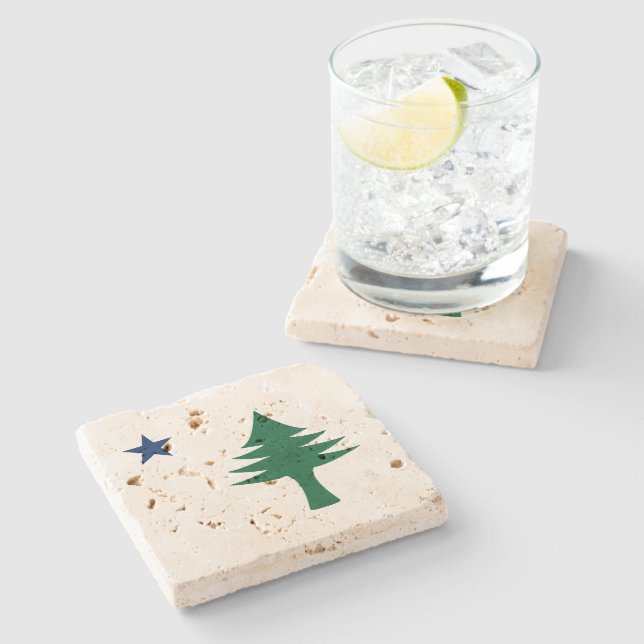 Maine-Flagge 1901 Steinuntersetzer (Seitenansicht)