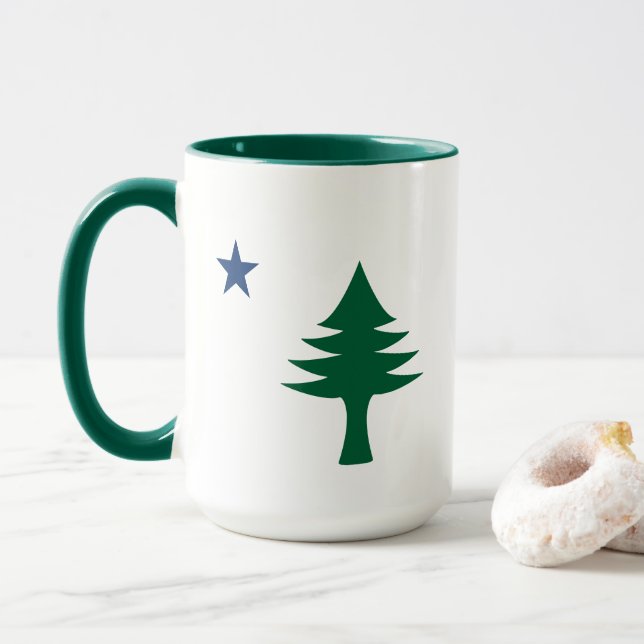 Maine-Flagge 1901 Tasse (Mit Donut)