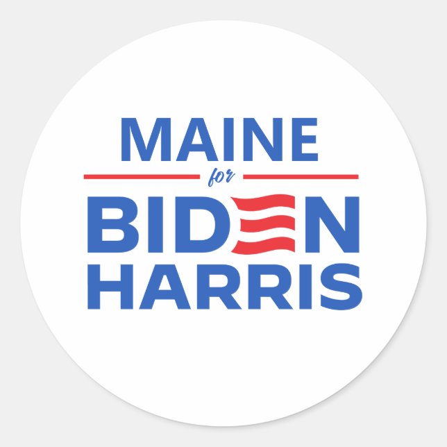 Maine für Biden Harris Runder Aufkleber (Vorderseite)