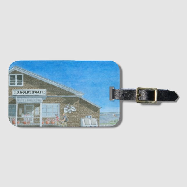 Maine General Store Aquarell Gepäckanhänger (Vorderseite (Horizontal))
