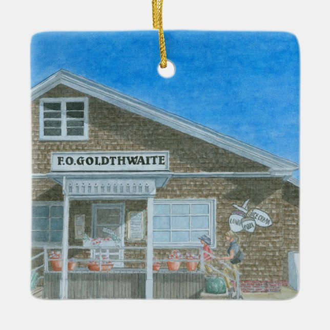 Maine General Store Watercolor Keramikornament (Vorderseite)