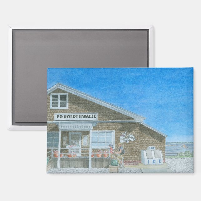 Maine General Store Watercolor Magnet (Vorderseite/Rückseite)