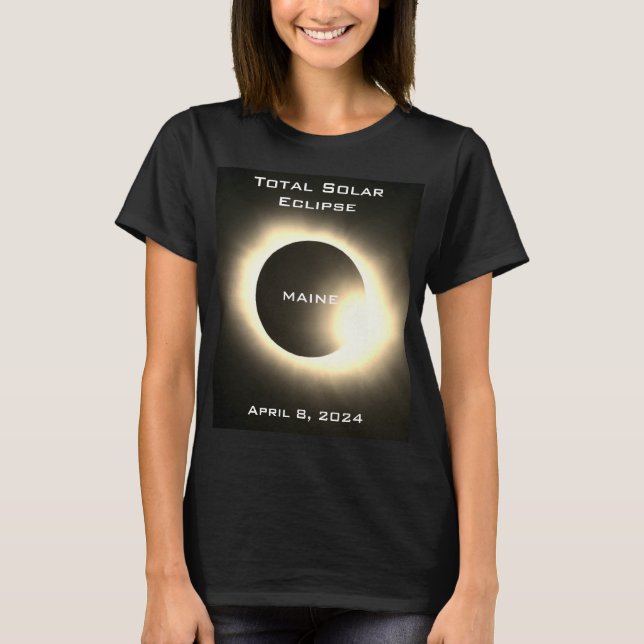 MAINE Gesamte Sonnenfinsternis 8. April 2024 T-Shirt (Vorderseite)