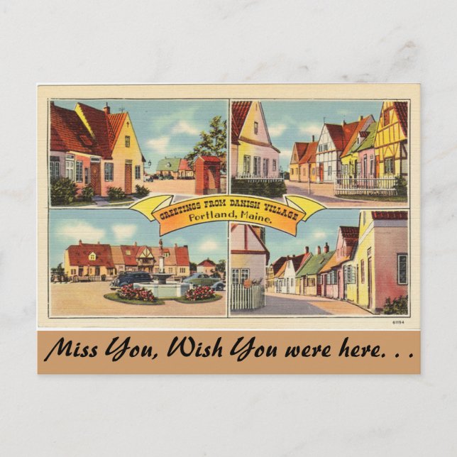 Maine, Grüße aus Dänischem Dorf Postkarte (Vorderseite)