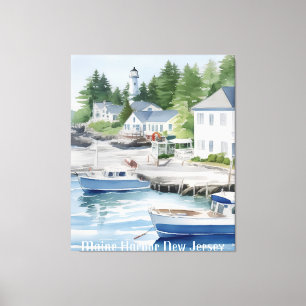 Maine Harbour New Jersey Wasserfarben Kunst Leinwanddruck