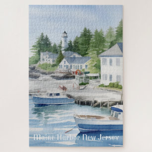 Maine Harbour New Jersey Wasserfarben Kunst Puzzle