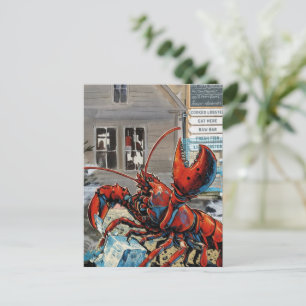 Maine-Hummer Eiswürfel brechend Postkarte