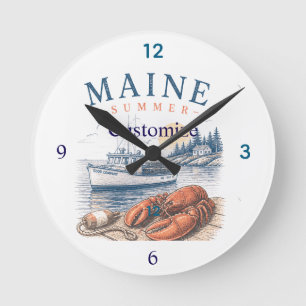 Maine Hummer Sommer Spaß Thunder_Cove Runde Wanduhr