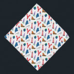 Maine-Icons Halstuch<br><div class="desc">Dieses Design beinhaltet alle Ihre Lieblingssymbole: Chickaden, Stiefel, Heidelbeeren, Bojen, Hummer, Lupinen und Leuchtturme.</div>