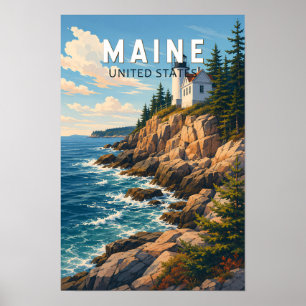 Maine Illustration Reise Kunst Vintage Poster
