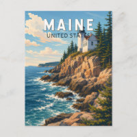 Maine Illustration Reise Kunst Vintage