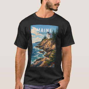 Maine Illustration Reise Kunst Vintage T-Shirt