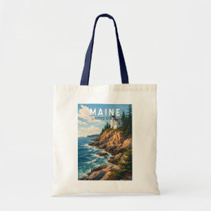 Maine Illustration Reise Kunst Vintage Tragetasche