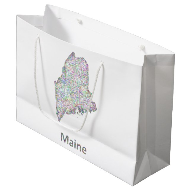 Maine-Karte Große Geschenktüte (Vorderseite Schrägansicht)